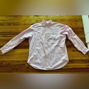 Ralph Lauren Pink and White Striped Shirt - Classic Fit - Large